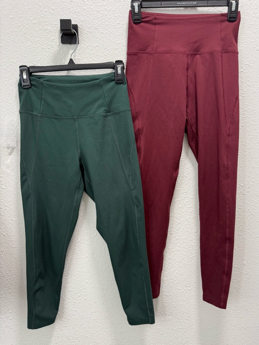 Girlfriend Collective Green And A Burgundy Pair High Rise Cropped Capri Sz(S)
